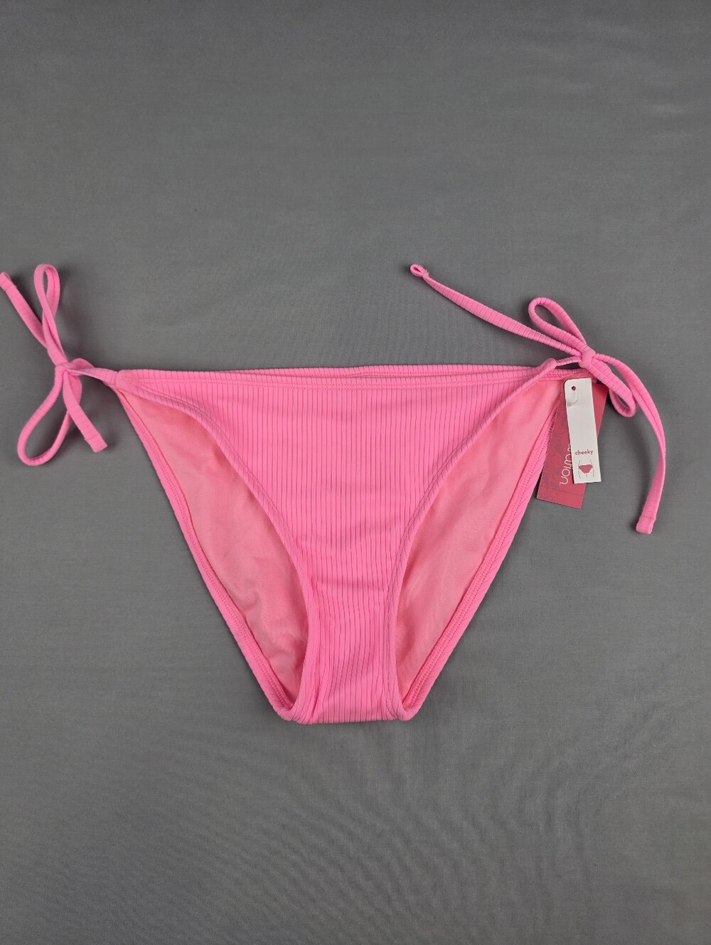 String Bikini Bottoms NEW Large Ribbed Tie Hip Cheeky Barbiecore Swimwear Beach